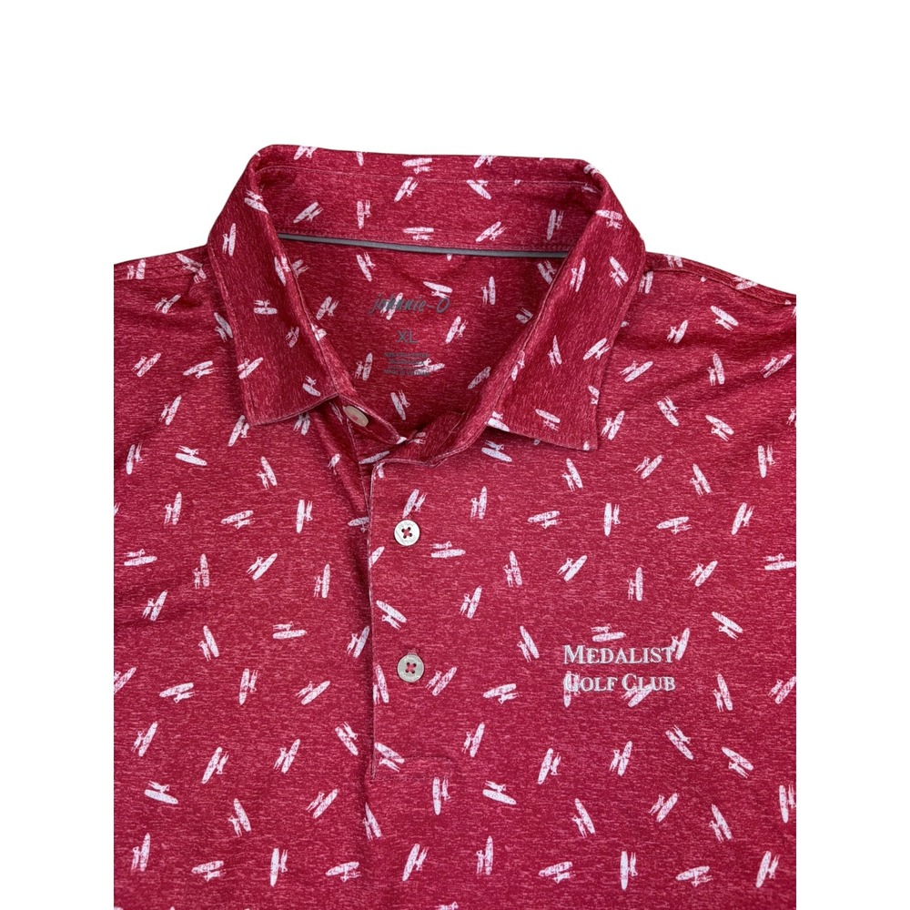 Johnnie-O Mens XL Medalist Golf Club Performance Polo Shirt Red Surfboard Print